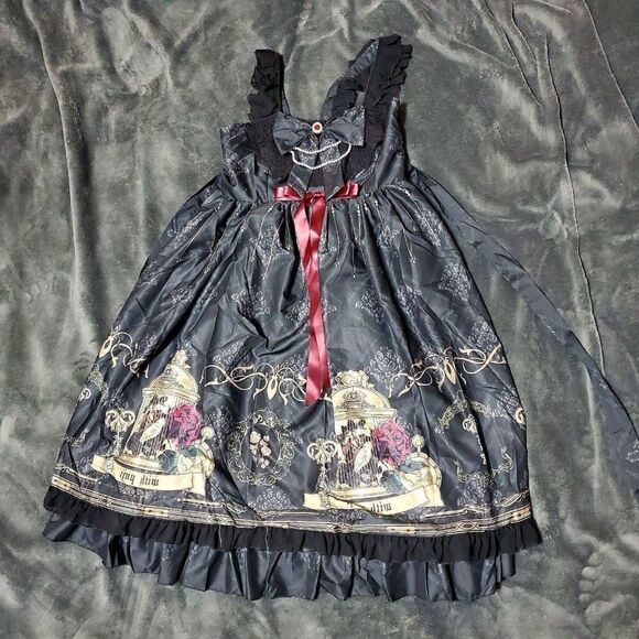 Wicked Silk Goth lolita cute bird cage baby doll dress S, Small - Picture 2 of 7